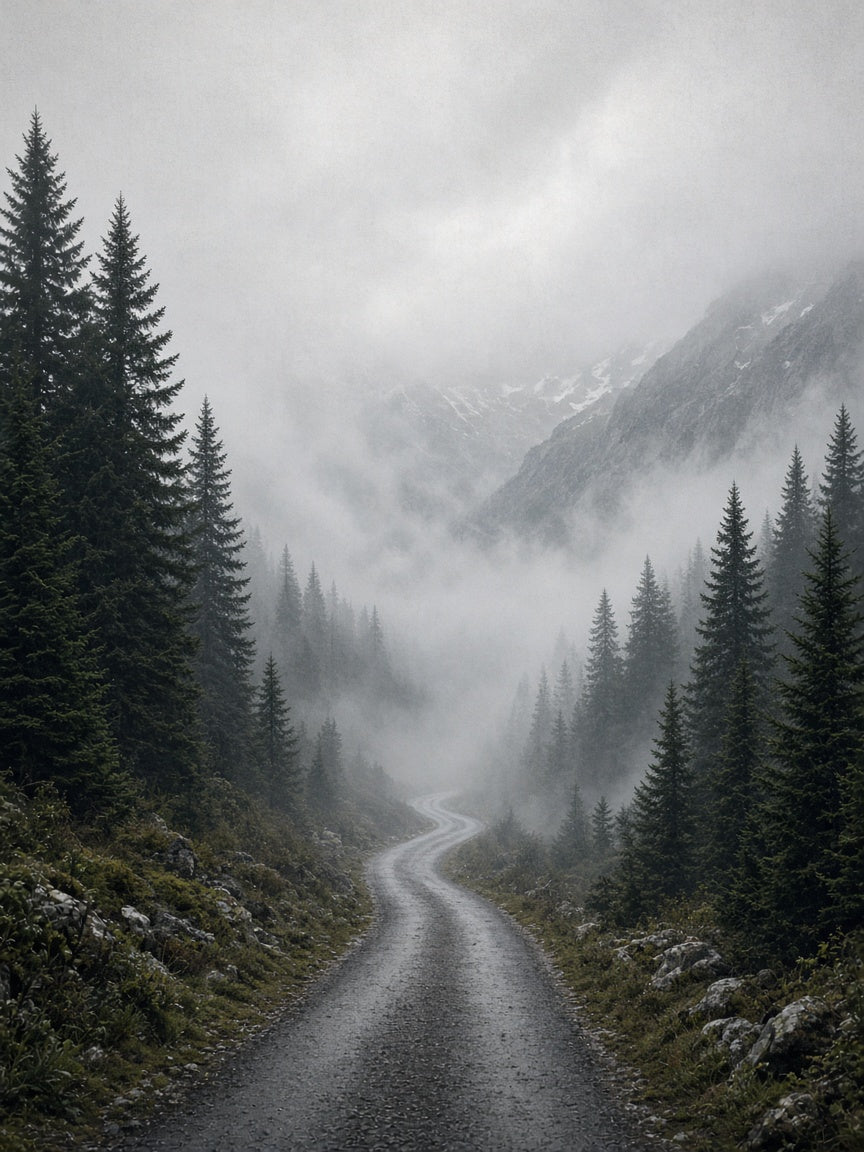 Alpine Road in Fog